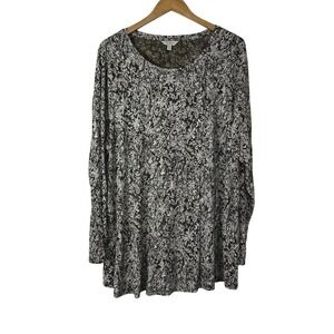 Lucky Brand Tunic Top Womens Plus 3X Green Gray Floral Paisley Cotton Modal